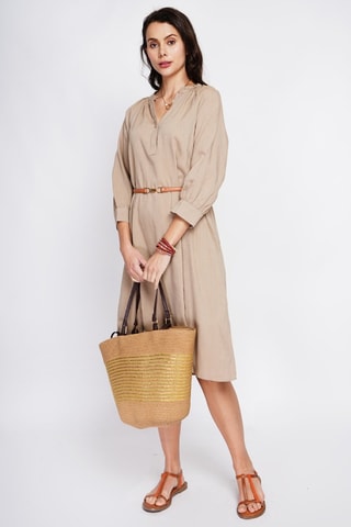 Robe longue en lin - Camel