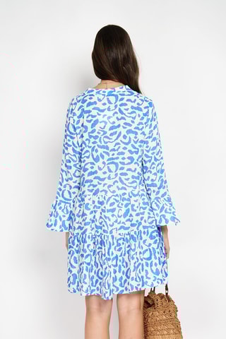 Robe patineuse en lin - Blanc et ciel