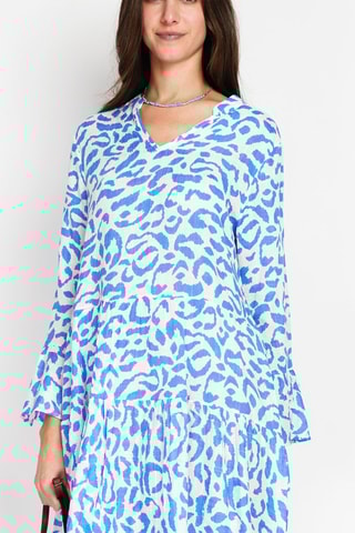 Robe patineuse en lin - Blanc et ciel
