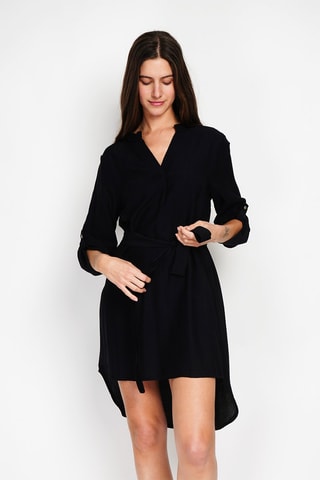 Robe droite en lin - Noir