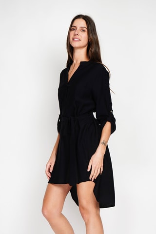 Robe droite en lin - Noir