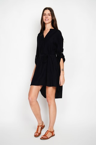 Robe droite en lin - Noir