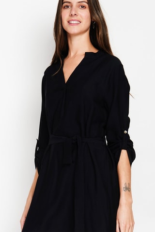 Robe droite en lin - Noir