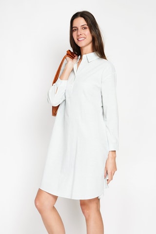 Robe trapèze en lin - Vert clair et blanc