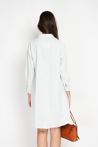 Robe trapèze en lin - Vert clair et blanc
