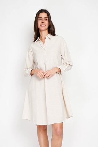 Robe trapèze en lin - Beige et écru