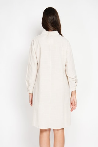 Robe trapèze en lin - Beige et écru