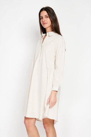 Robe trapèze en lin - Beige et écru