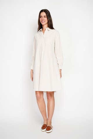 Robe trapèze en lin - Beige et écru