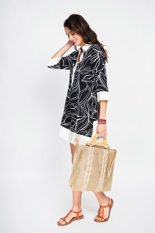 Robe chemise en lin - Noir