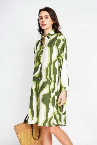 Robe trapèze en lin - Vert