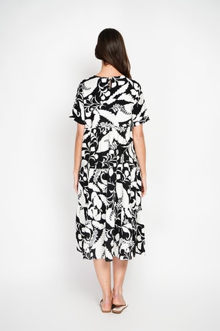 Robe patineuse en lin - Noir et écru
