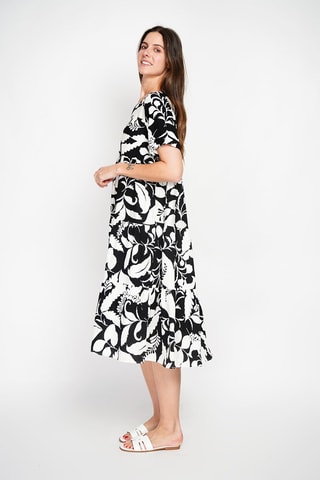 Robe patineuse en lin - Noir et écru
