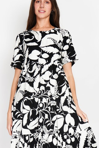Robe patineuse en lin - Noir et écru