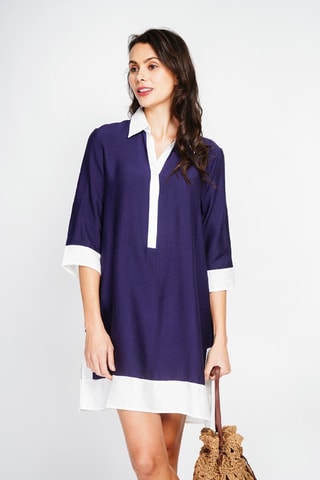 Robe chemise en lin - Bleu marine