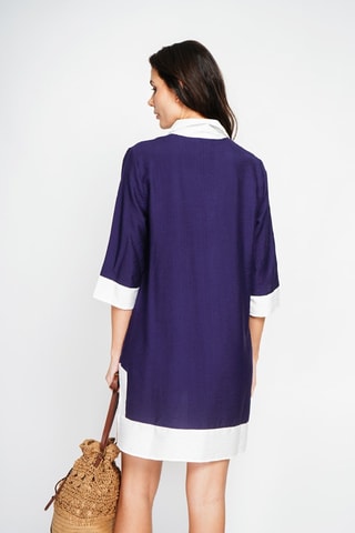 Robe chemise en lin - Bleu marine