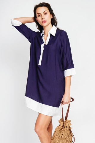 Robe chemise en lin - Bleu marine