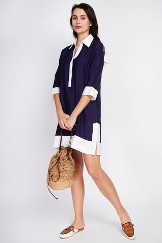 Robe chemise en lin - Bleu marine