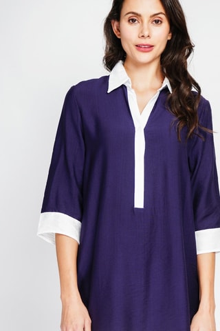 Robe chemise en lin - Bleu marine