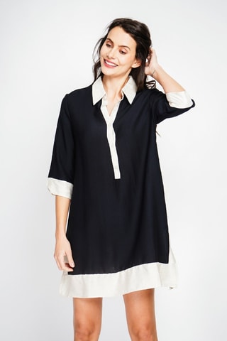 Robe chemise en lin - Noir