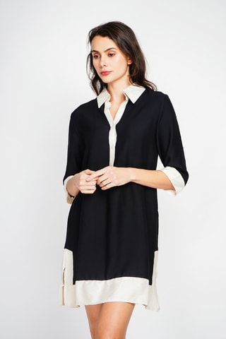 Robe chemise en lin - Noir