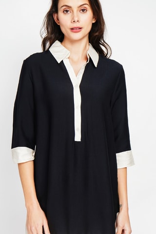 Robe chemise en lin - Noir