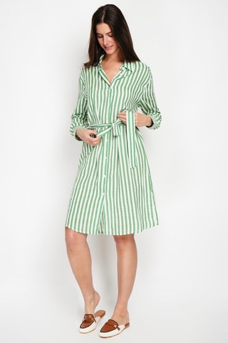 Robe chemise en lin et soie - Vert émeraude