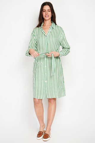 Robe chemise en lin et soie - Vert émeraude
