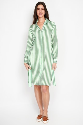 Robe chemise en lin et soie - Vert émeraude
