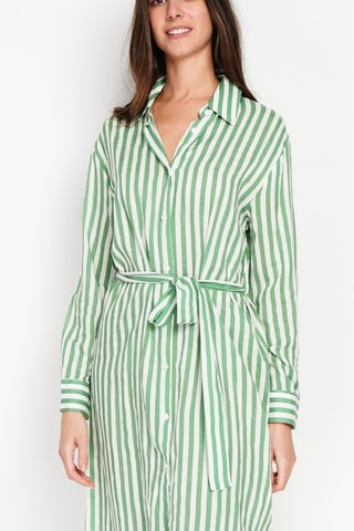 Robe chemise en lin et soie - Vert émeraude