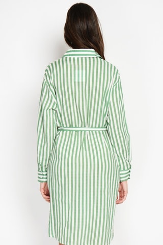 Robe chemise en lin et soie - Vert émeraude