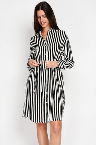 Robe chemise en lin et soie - Noir