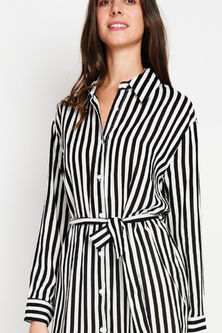 Robe chemise en lin et soie - Noir
