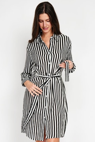 Robe chemise en lin et soie - Noir