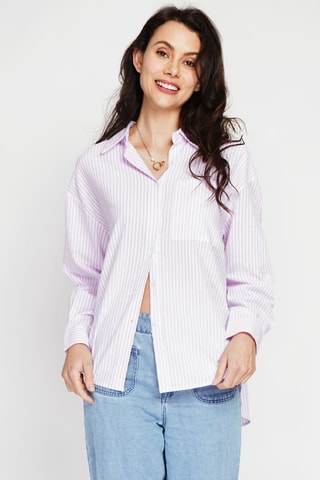 Chemisier en lin - Blanc et lilas
