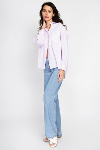 Chemisier en lin - Blanc et lilas
