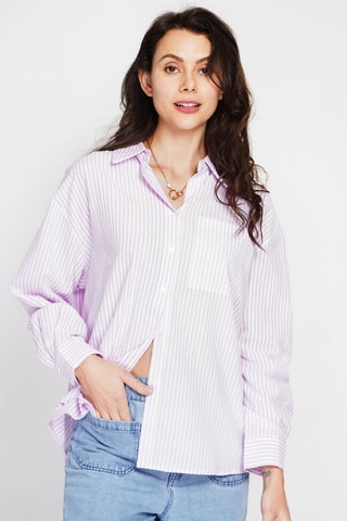 Chemisier en lin - Blanc et lilas