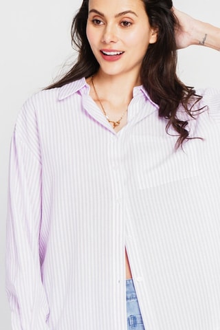Chemisier en lin - Blanc et lilas