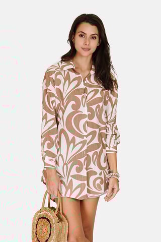 Robe chemise en lin 
Beige