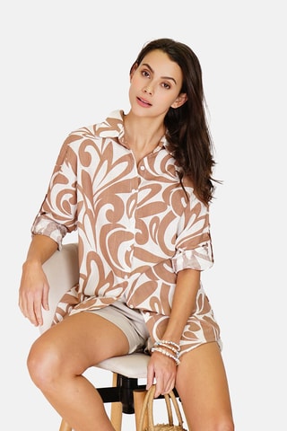 Robe chemise en lin 
Beige
