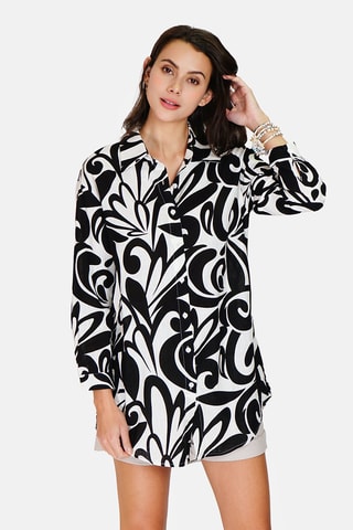 Robe chemise en lin 
Noir