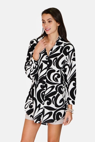Robe chemise en lin 
Noir