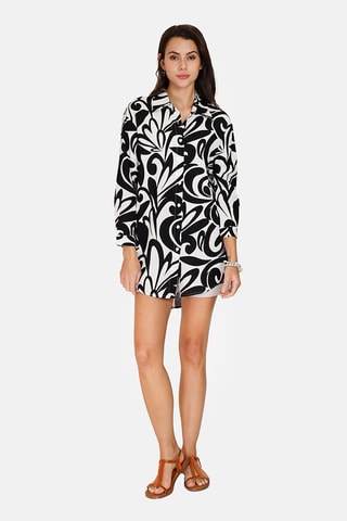 Robe chemise en lin 
Noir