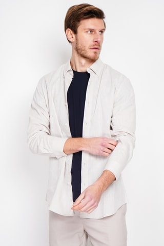 Chemise regular en lin - Beige