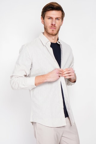 Chemise regular en lin - Beige