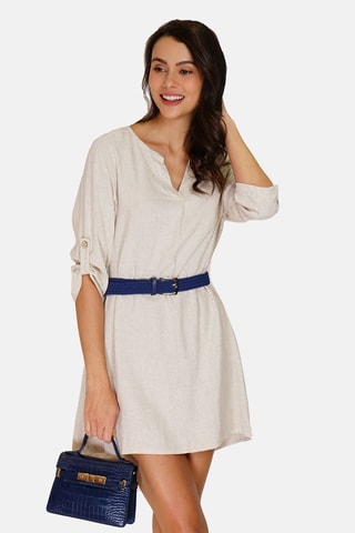 Robe chemise en lin 
Beige
