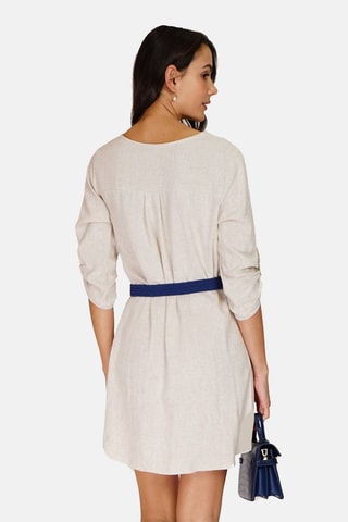 Robe chemise en lin 
Beige