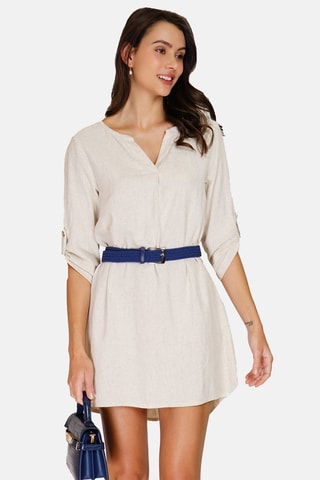 Robe chemise en lin 
Beige