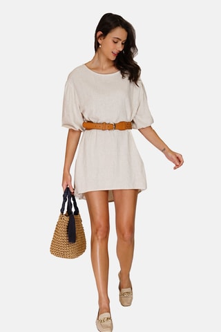 Robe chemise en lin 
Beige