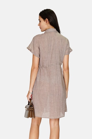Robe chemise en lin 
Beige